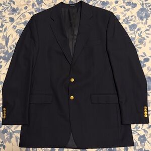 Polo University Club Ralph Lauren 44L Navy Blazer Gold Buttons Wool